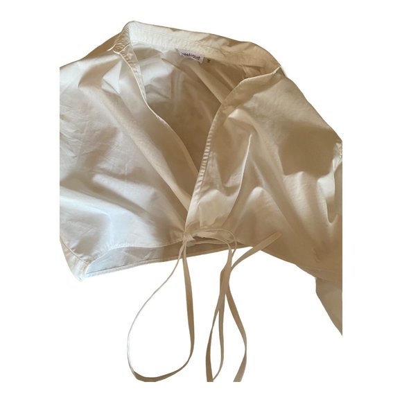 Vestique Cropped Top Women Size Medium White Wraparound Tie Long Sleeve Clublife - Picture 12 of 12